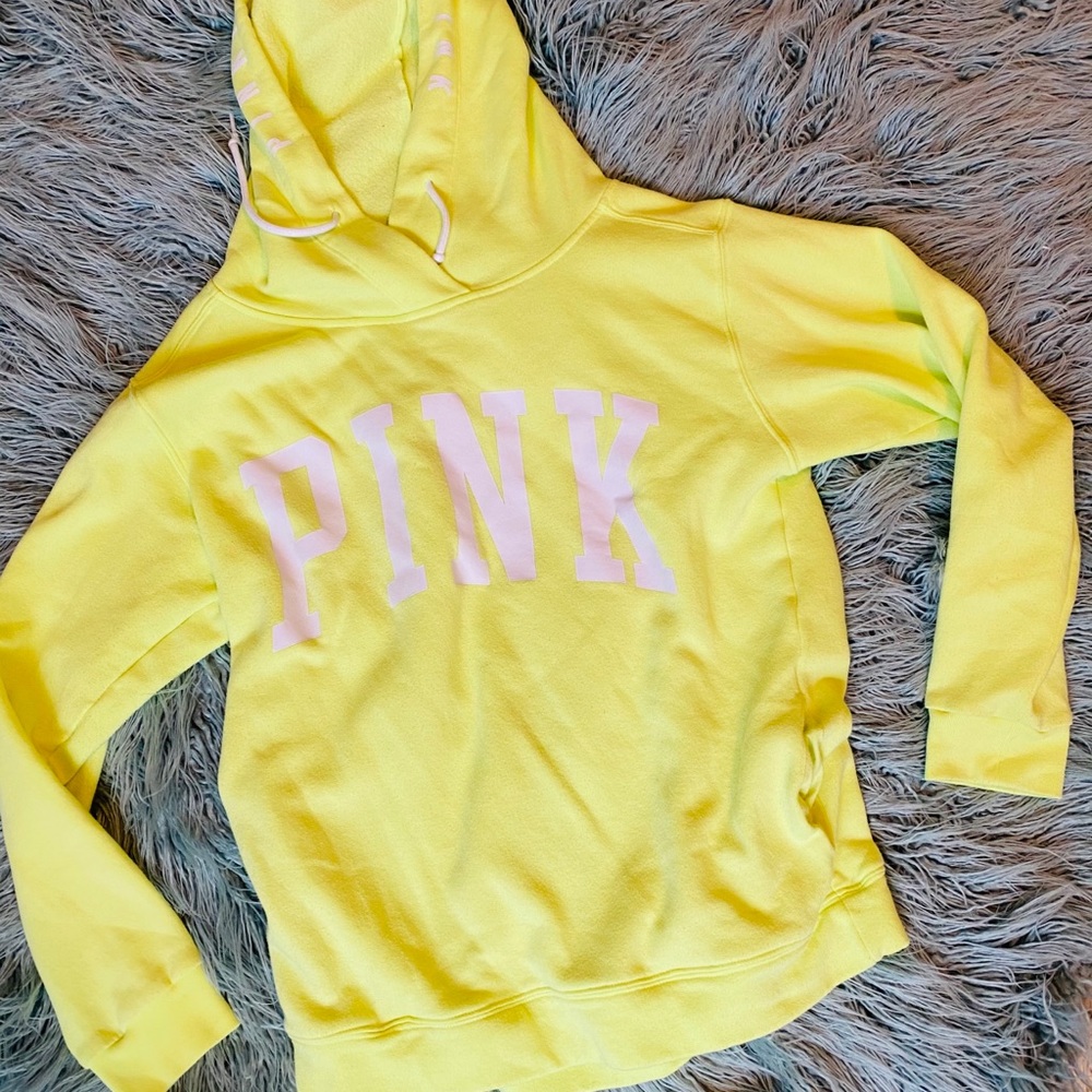 Pink hoodie neon green/yellow